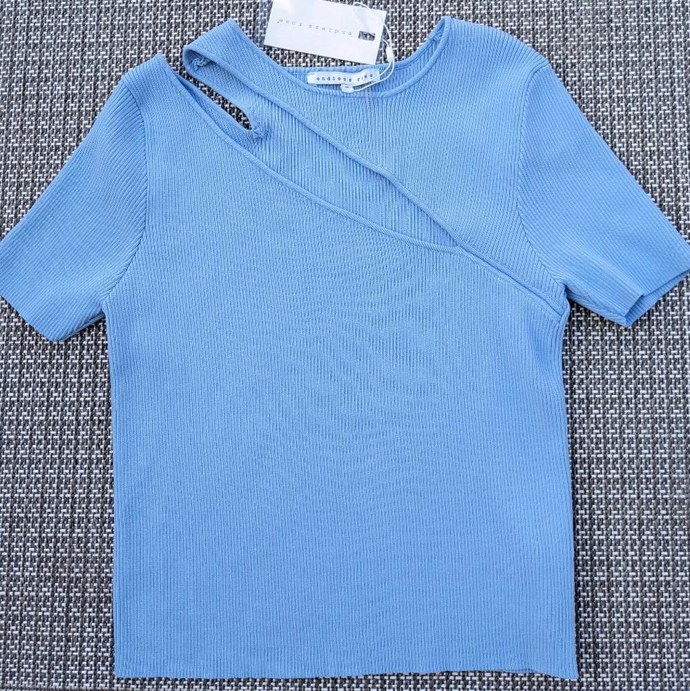 Endless Rose Cutout Sweater Short Sleeve Top NWT